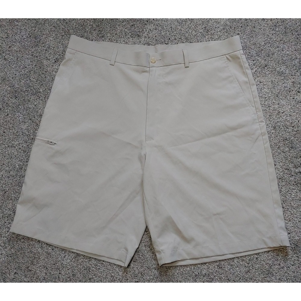 Mens Grand Slam Golf Tan Performance Shorts Sz 38 Bermuda Athletic Sport Wicking